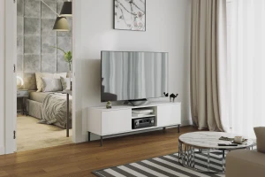 TV skříňka do obývacího pokoje se 2 dveřmi Querty Bílá