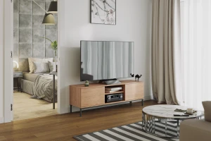 TV skříňka do obývacího pokoje se 2 dveřmi Querty Hickory