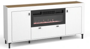 Komoda do obývacího pokoje Mossa MO7 s krbem Bílý/dub whisky