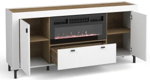 Komoda do obývacího pokoje Mossa MO7 s krbem Bílý/dub whisky