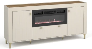 Komoda do obývacího pokoje Mossa MO7 s krbem kašmír/dub whisky