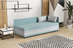 Jednolůžková postel s boxem Hirek 90x200 Mátová/Šedá