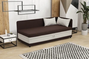 Jednolůžková postel s boxem Hirek 90x200 Hnědá/Ecru