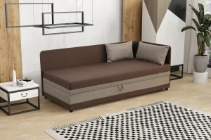 Jednolůžková postel s boxem Hirek 90x200 Hnědá/Béžová