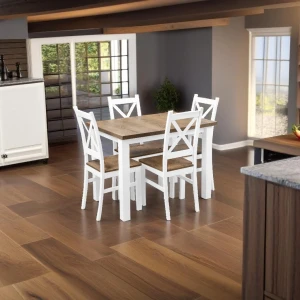 Stůl se 4 židlemi Z055 Bílá/Dub lefkas