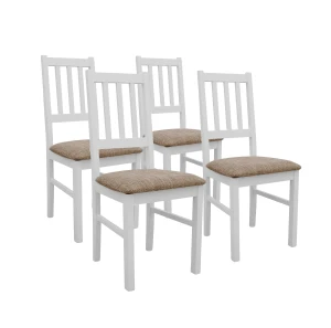 Sada 4x dřevěná židle BOS04 Bílá/Béžová