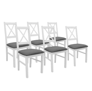 Sada 6x dřevěná židle NIL10 Bílá/Grafitová