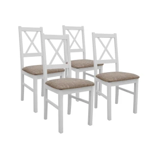 Sada 4x dřevěných židlí NIL10 Bílá/béžová