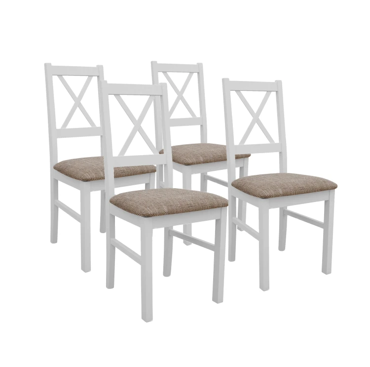 Sada 4x dřevěných židlí NIL10 Bílá/béžová