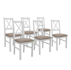 Sada 6x dřevěných židlí NIL10 Bílá/béžová