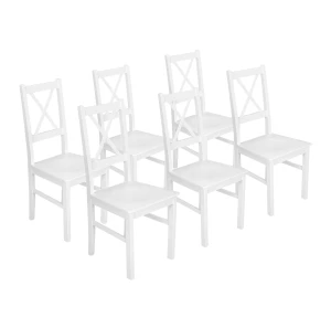 Sada 6x dřevěná židle NIL10D Bílá