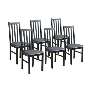 Sada 6x dřevěná židle BOS10 Černá/Šedá