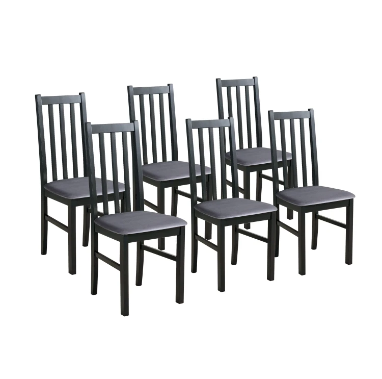 Sada 6x dřevěná židle BOS10 Černá/Šedá