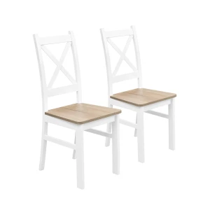 Sada 2x dřevěná židle KRT Bílá/Dub Sonoma