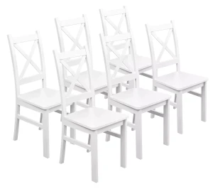 Sada 6x dřevěné židle KRT Bílá/Bílá
