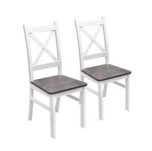 Sada 2x dřevěná židle KRT Bílá/Beton