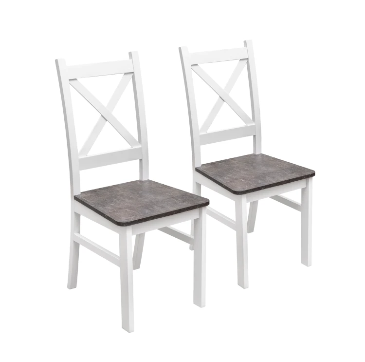 Sada 2x dřevěná židle KRT Bílá/Beton