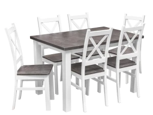 Sada 6x dřevěná židle KRT Bílá/Beton