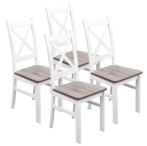 Sada 4x dřevěná židle KRT Bílá/San Remo