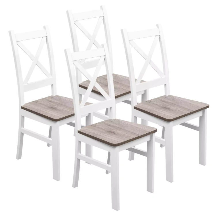 Sada 4x dřevěná židle KRT Bílá/San Remo