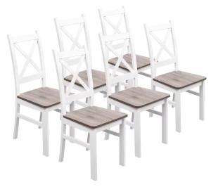 Sada 6x dřevěná židle KRT Bílá/San Remo