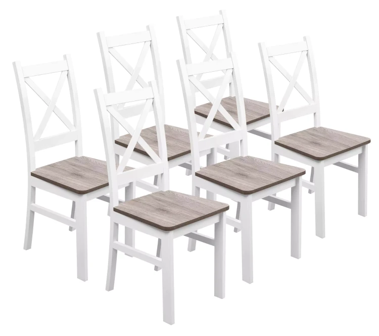 Sada 6x dřevěná židle KRT Bílá/San Remo
