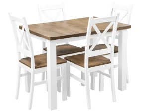 Sada 2x dřevěná židle KRT Bílá/Dub Lefkas