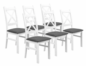 Sada 6x dřevěná židle KRZ Bílá/Grafitová