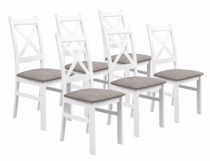 Sada 6x dřevěná židle KRZ Bílá/Světle Hnědá