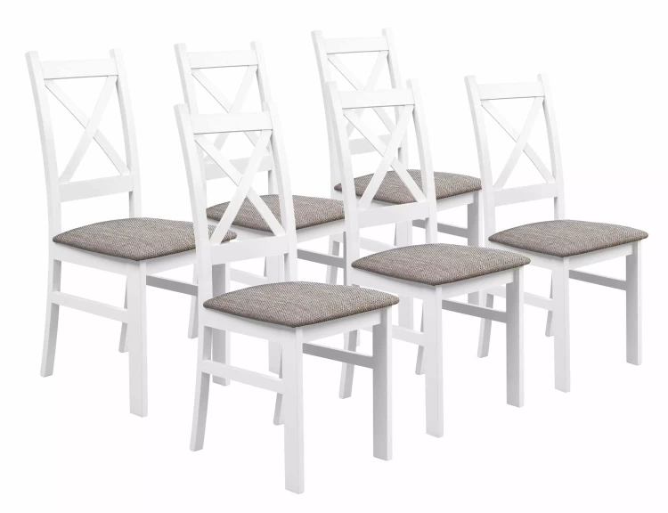 Sada 6x dřevěná židle KRZ Bílá/Světle Hnědá