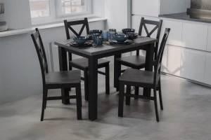 Dřevěná židle s křížovou konstrukcí černá/beton