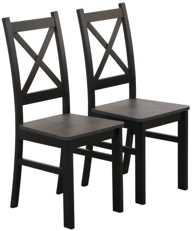 Sada 2× dřevěných židlí KRT černá/beton