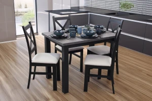 Sada 4× čalouněných židlí KRZ černá/béžová