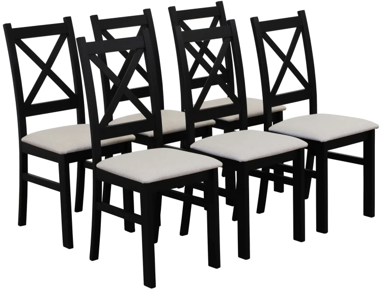 Set 6× čalouněná židle KRZ černá/béžová
