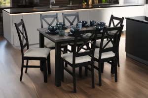 Set 6× čalouněná židle KRZ černá/béžová