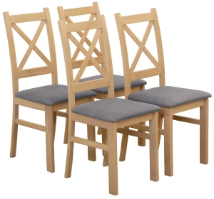 Sada 4x čalouněných židlí KRZ dub artisan/šedá