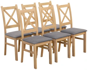 Sada 6x čalouněných židlí KRZ dub artisan/šedá