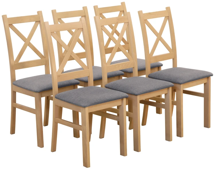 Sada 6x čalouněných židlí KRZ dub artisan/šedá