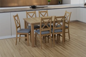 Sada 6x čalouněných židlí KRZ dub artisan/šedá