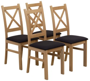 Sada 4x čalouněných židlí KRZ dub artisan/černá