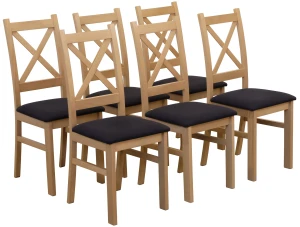 Sada 6x čalouněných židlí KRZ dub artisan/černá