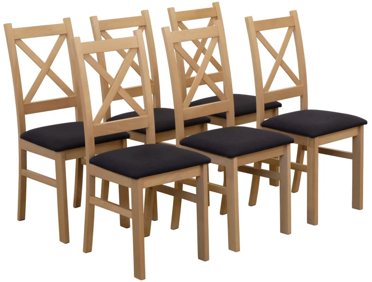 Sada 6x čalouněných židlí KRZ dub artisan/černá
