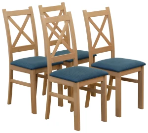 Sada 4x čalouněných židlí KRZ dub artisan/tyrkysová