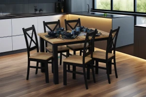 Rozkládací kuchyňský stůl LAP 150x80 černá/dub craft