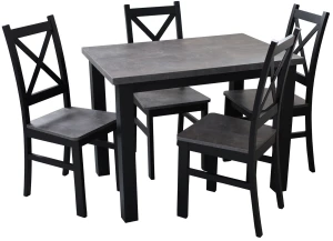 Jídelní set 100x70 se 4 židlemi M001-4 černá/beton