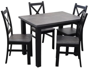 Jídelní set 120x80 se 4 židlemi M002-4 černá/beton