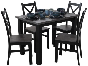 Jídelní set 150/190x80 se 4 židlemi M003-4 černá/beton