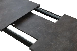 Stůl rozkládací 150/190x80 černá/beton se 6 židlemi M003-6