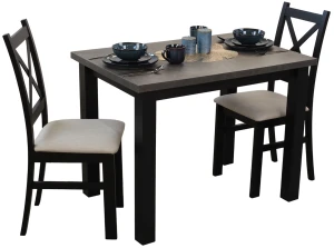Stůl 100x70 černá/beton se 2 židlemi černá/béžová M004-2
