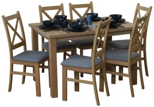 Set stolu 120x80 dub Artisan se 6 židlemi dub Artisan/šedá M008-6